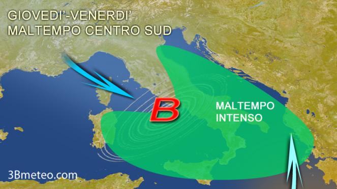 meteo Italia, maltempo al centro sud