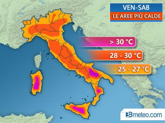 Meteo Italia: mappa caldo