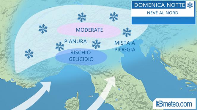Meteo Italia: neve al Nord domenica sera/notte