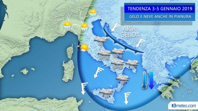 Meteo Italia: neve fin sulle coste adriatiche ma in pianura anche al Sud