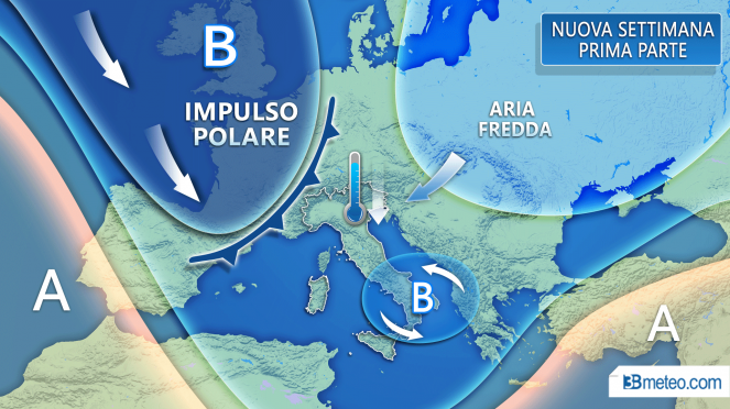 Meteo Italia: nuova settimana con maltempo e neve a quote basse
