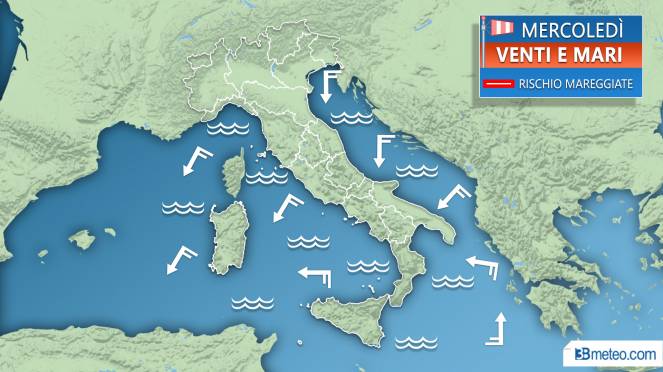 Meteo Italia previsione mari e venti 