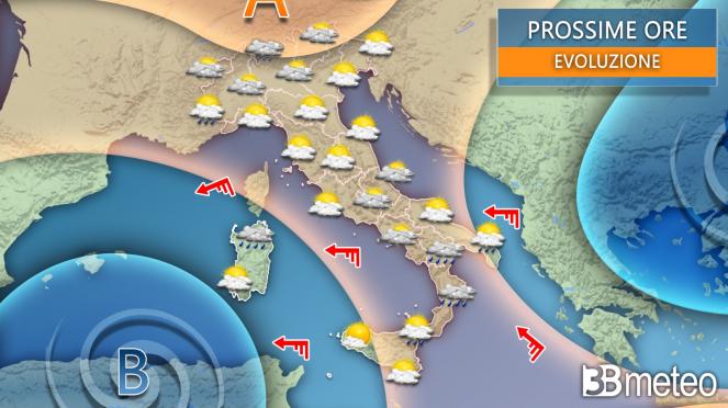 Meteo Italia prossime ore, piogge in arrivo su alcune zone