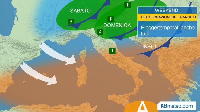 meteo italia regione per regione nel weekend