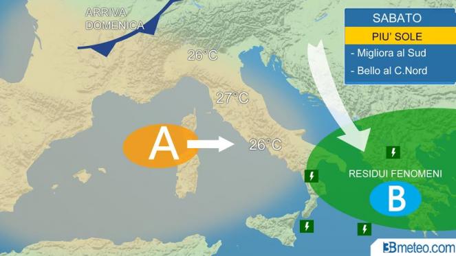 Meteo Italia: sabato residue piogge