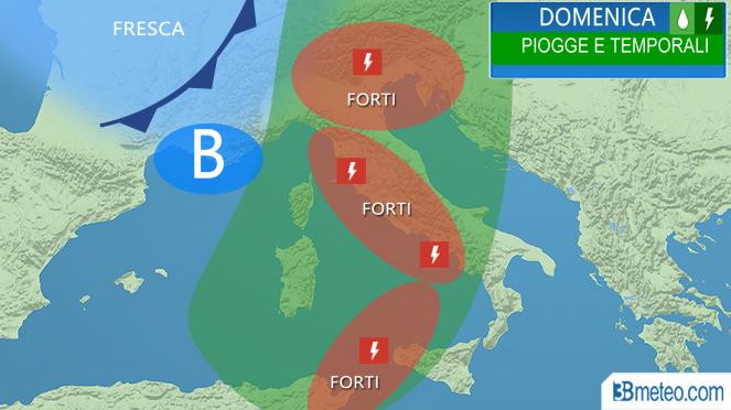 Meteo Italia: situazione prevista domenica