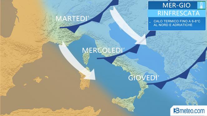 Meteo Italia: temperature in calo tra mercoledì e giovedì