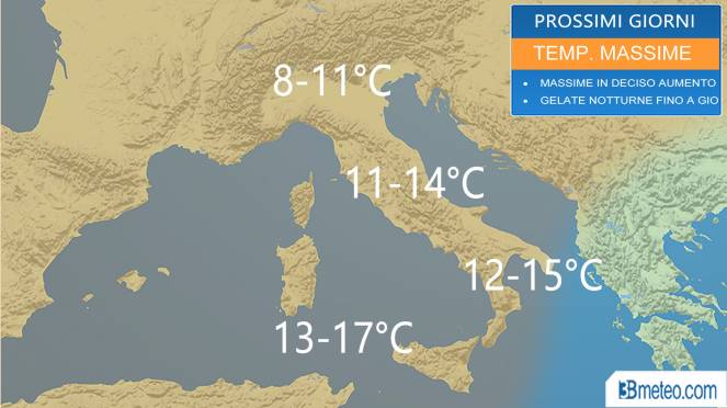 Meteo Italia: temperature massime previste nei prossimi giorni