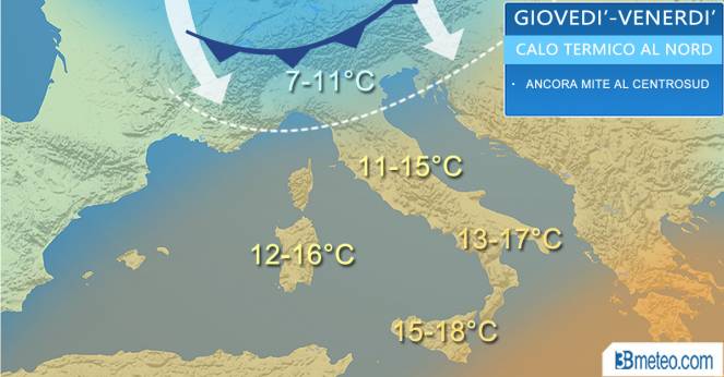 Meteo Italia: temperature massime previste tra giovedì e venerdì