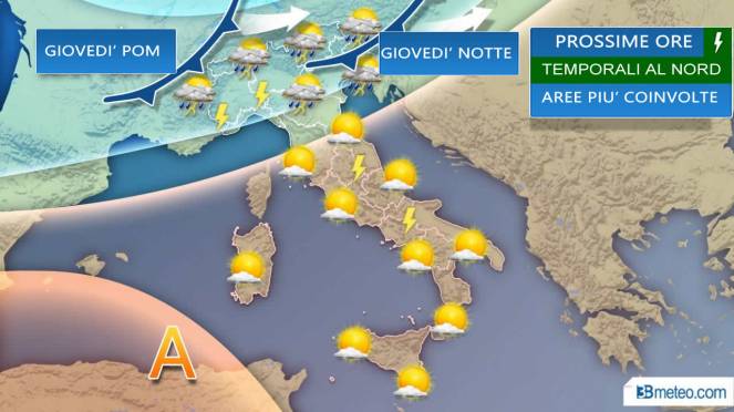 Meteo Italia: temporali prossime ore