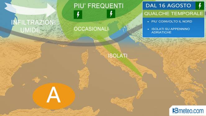 Meteo Italia: torna qualche temporale dopo Ferragosto