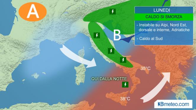 meteo italia, tra sole e temporali. Si smorza il caldo africano