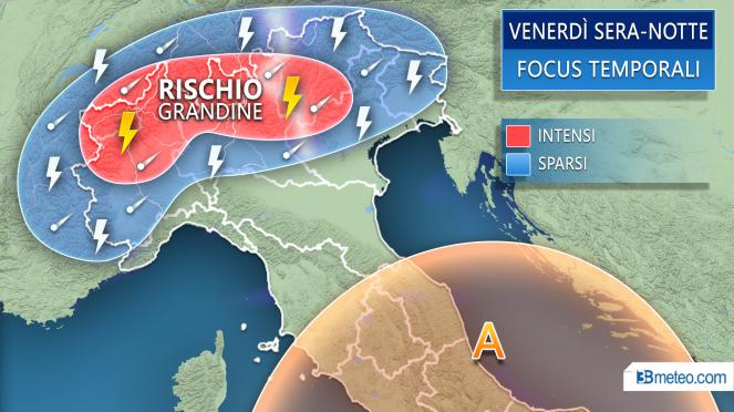 Meteo Italia: venerdì sera/notte primi forti temporali al Nord