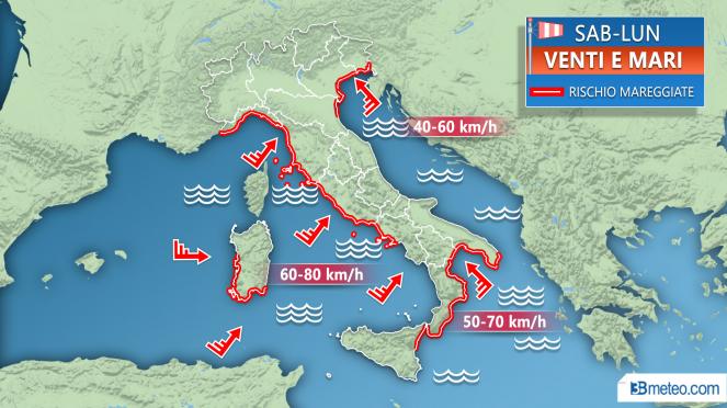 Meteo Italia: venti forti e burrascosi nel weekend