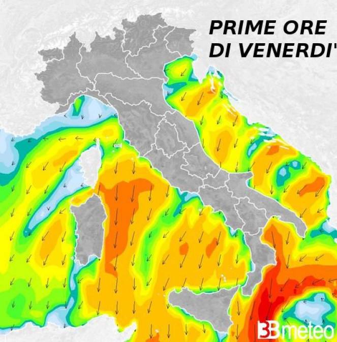 Meteo Italia: venti forti tra giovedì e sabato