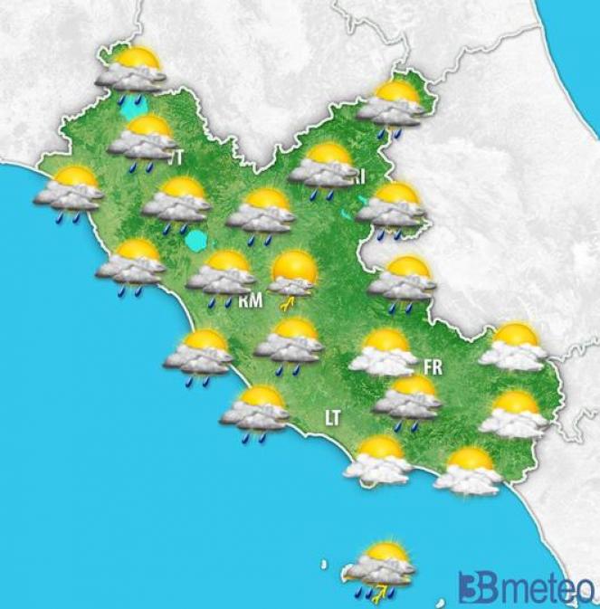 Meteo Lazio piogge e locali temporali nel pomeriggio