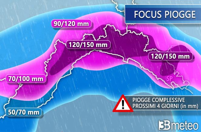 Meteo Liguria: forti piogge in arrivo, accumuli anche di oltre 100-150mm