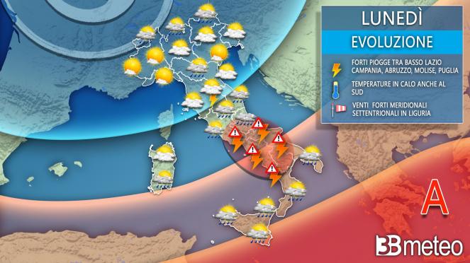 Meteo lunedì, atteso ancora forte maltempo su parte d'Italia