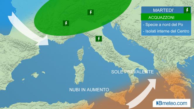 meteo martedì in italia