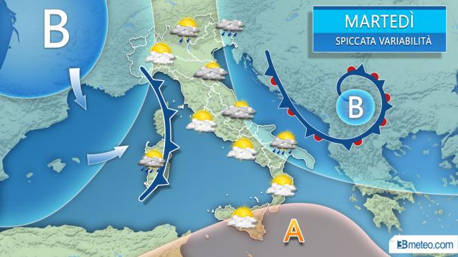 Meteo martedì, variabilità a tratti instabile sull'Italia
