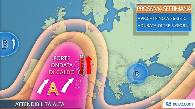 Meteo prossima settimana, intensa ondata di calore sull'Europa occidentale e l'Italia