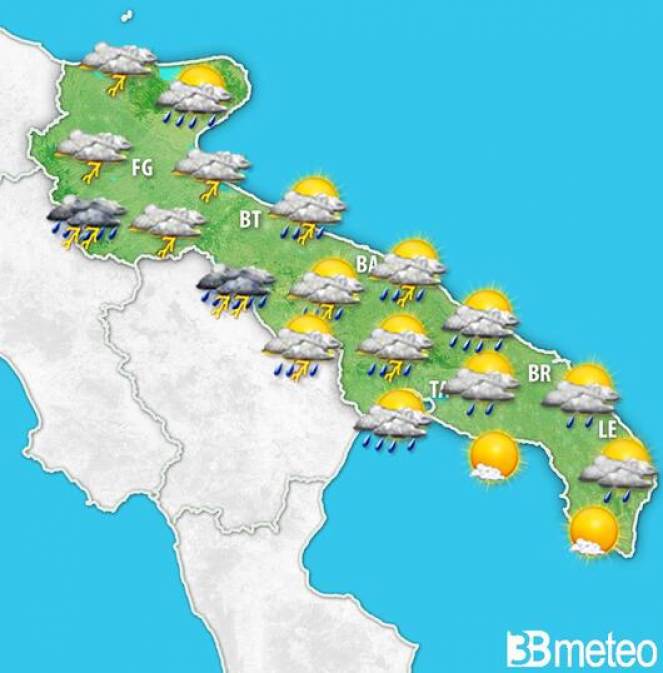 Meteo Puglia. Previsione per domenica pomeriggio