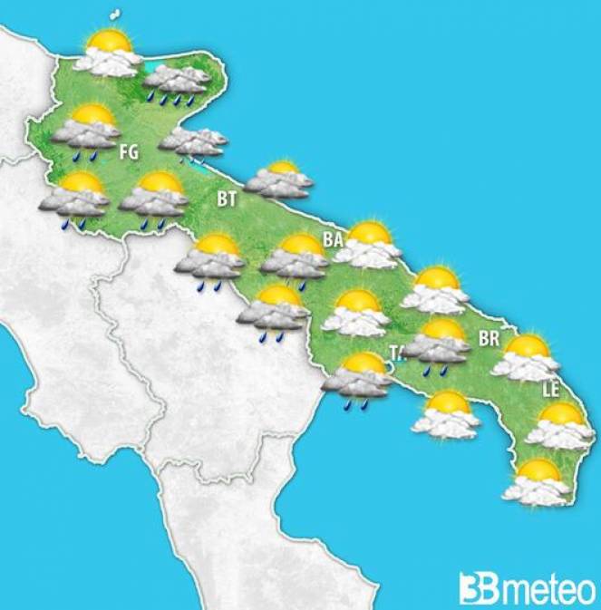 Meteo Puglia. Previsione per sabato pomeriggio