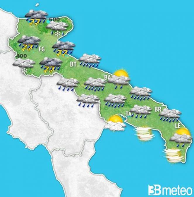meteo Puglia lunedì 10 mattina