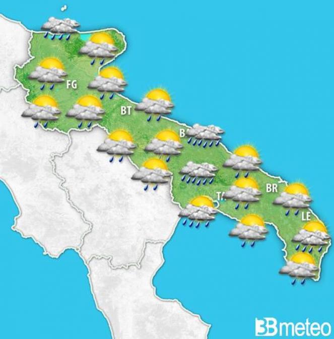 Meteo Puglia, pioggia e vento forte in arrivo