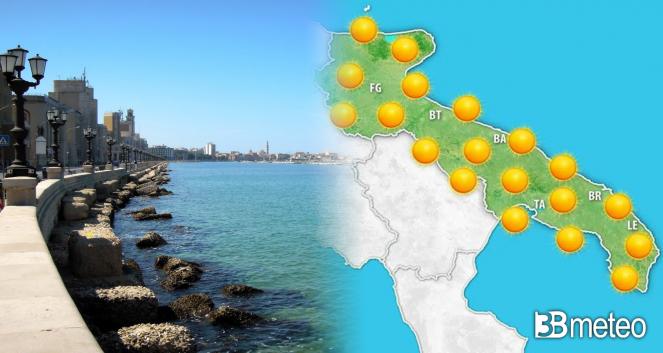 Meteo Puglia, sole e caldo intenso fino al weekend con punte di 35/36°C