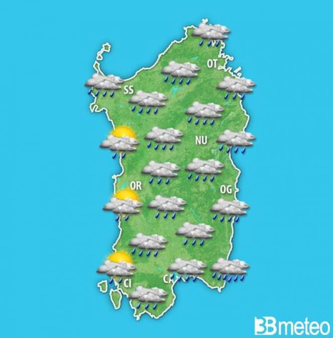 Meteo Sardegna ancora piogge e locali temporali
