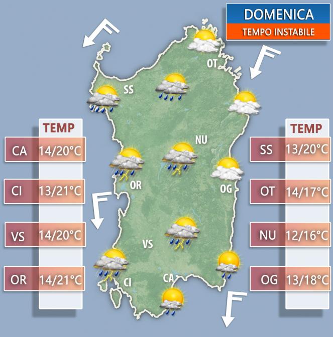 Meteo Sardegna: le previsioni per Domenica
