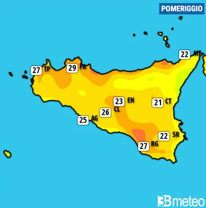 Meteo Sicilia. Temperature massime previste per Pasqua