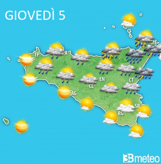 Meteo Sicilia: giovedì tornano le piogge