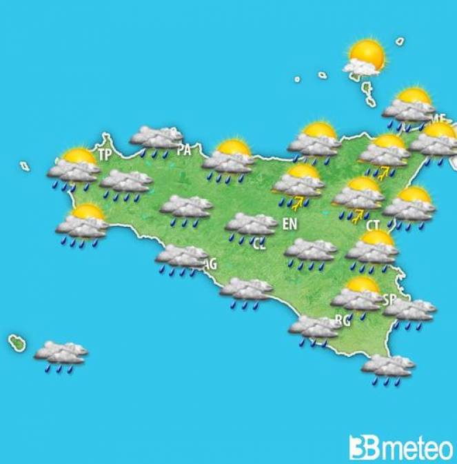 Meteo Sicilia, piogge e rovesci in arrivo con temperature in calo