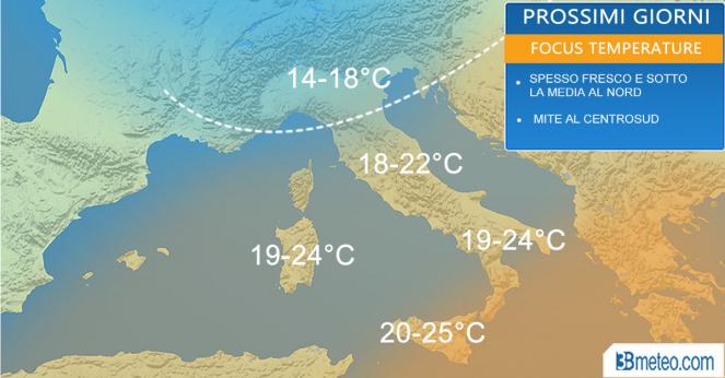 Meteo: temperature previste nei prossimi giorni sull'Italia