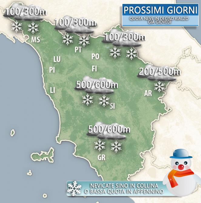 Meteo Toscana. Neve in collina 