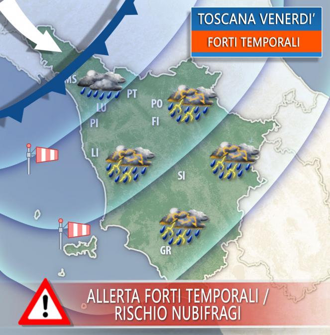 Meteo Toscana: la situazione prevista venerdì mattina
