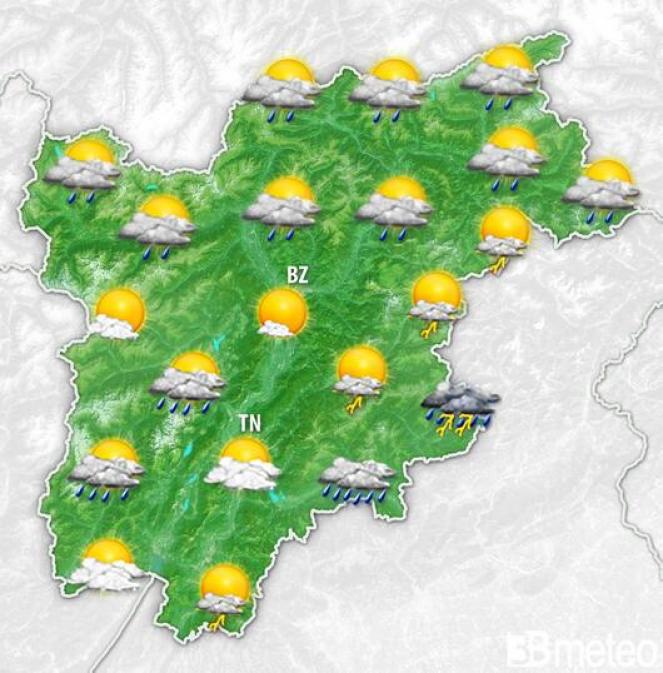 Meteo Trentino Alto Adige, previsione per sabato pomeriggio
