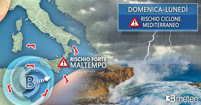 Meteo weekend con ciclone mediterraneo, rischio forte maltempo su alcune zone