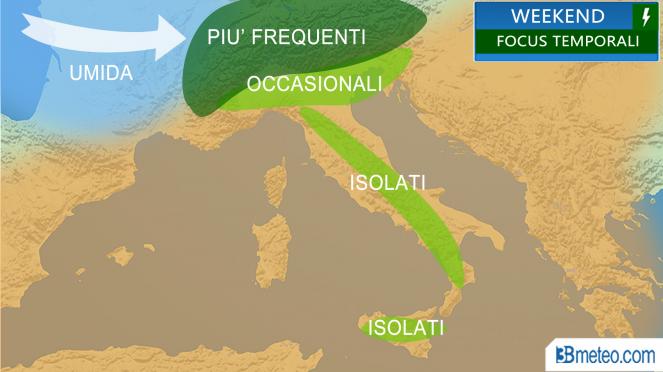 Meteo weekend: focus temporali Italia