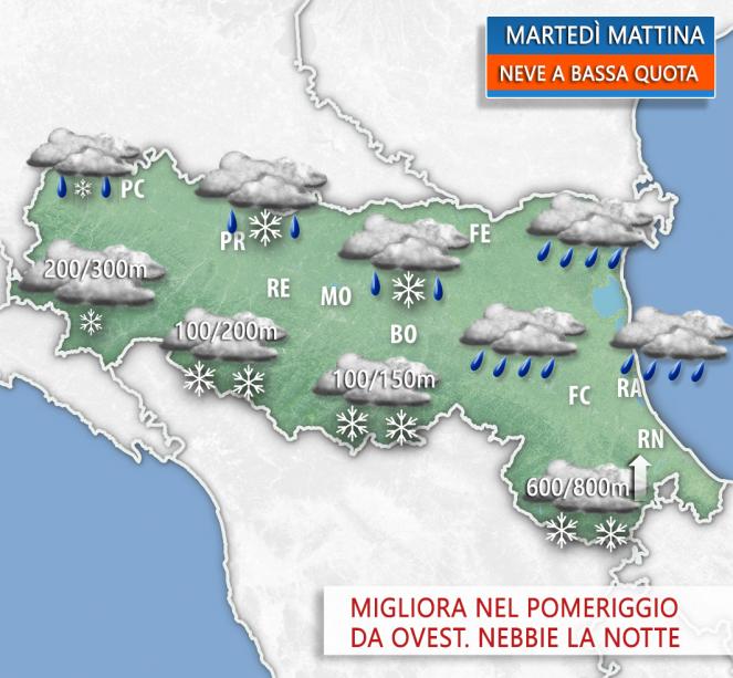 Neve fino a bassa quota in Emilia Romagna nelle prime ore di martedì 20 novembre