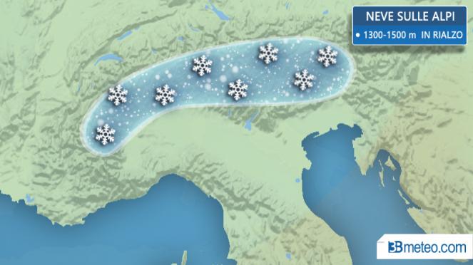 Neve sulle Alpi nel weekend