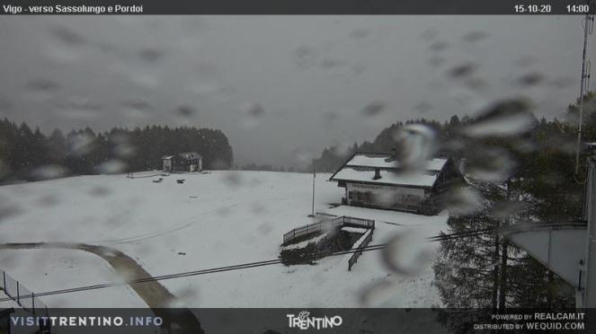 Nuova nevicata in atto anche in Val di Fassa
