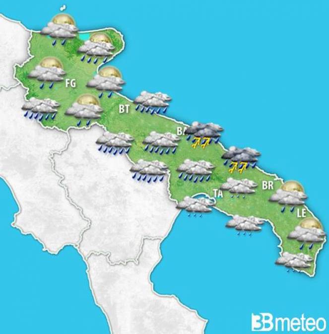 Meteo Puglia: Nuova perturbazione apporterà tempo instabile, temperature in netto calo e venti forti da venerdì