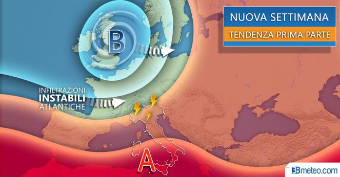 Nuova settimana tra caldo africano e nuovi forti temporali