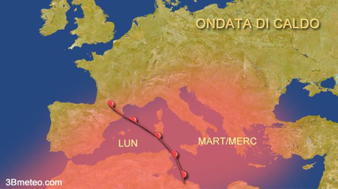 ondata di caldo in Europa meridionale