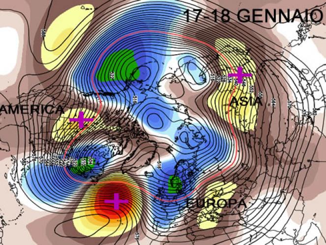 pattern emisferico medio 17-18 gennaio