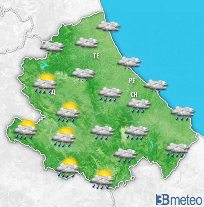 Piogge attese giovedì pomeriggio in Abruzzo