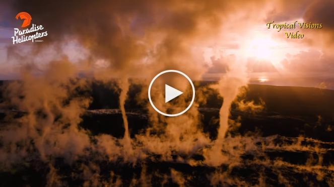 Pioggia e lava autori di piccoli tornado di vapore sulla lava delle Hawaii